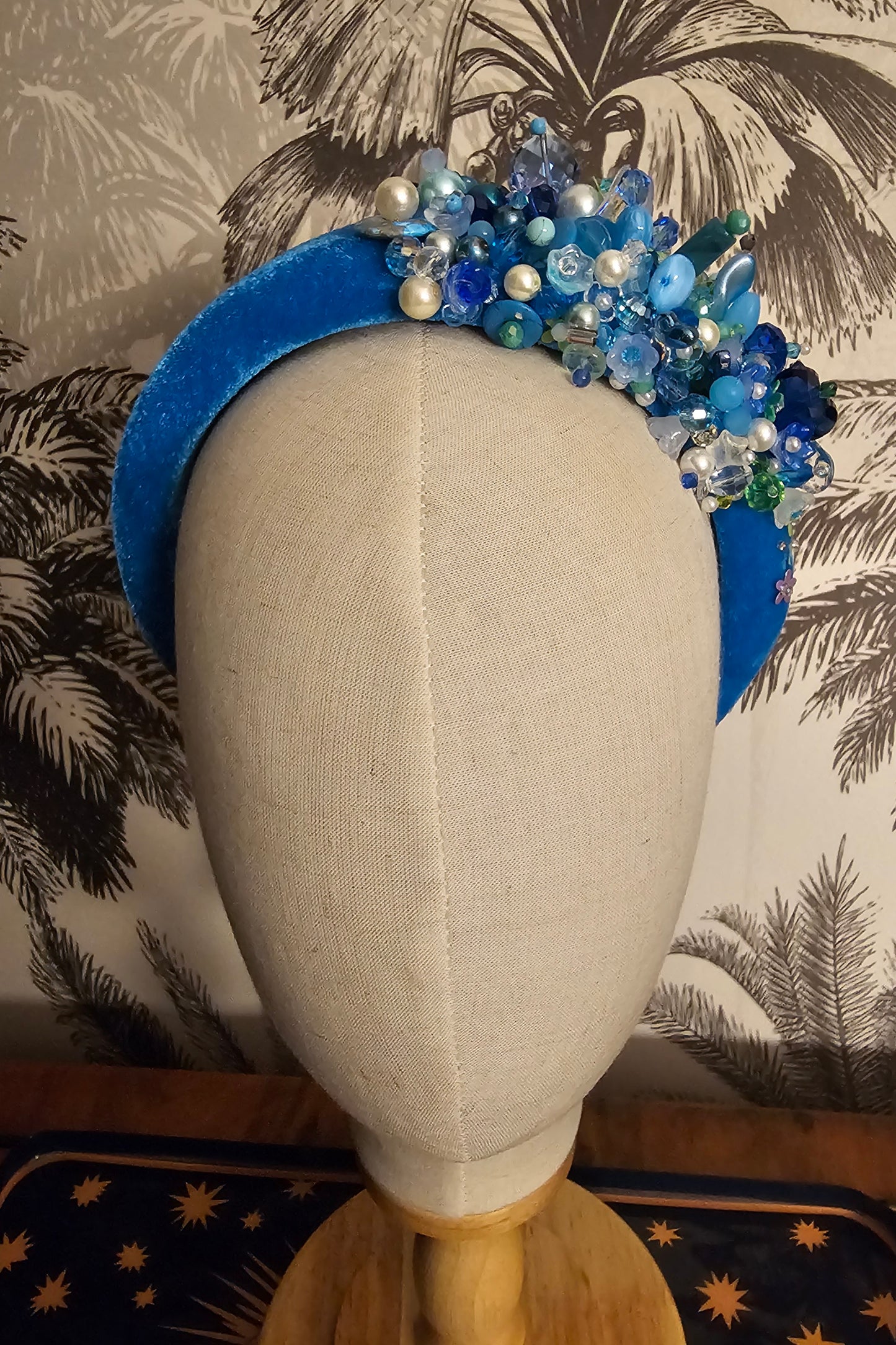 Blue beaded headband