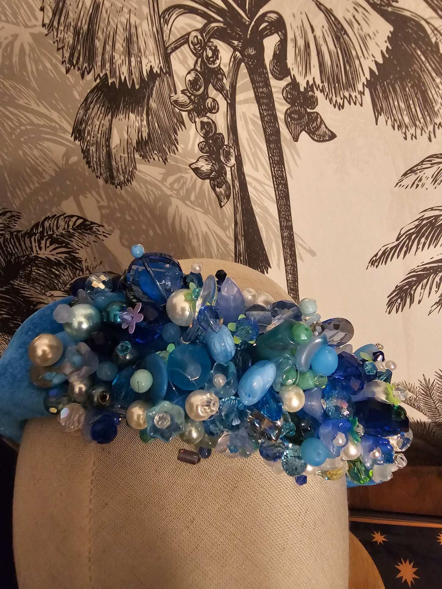 Blue beaded headband